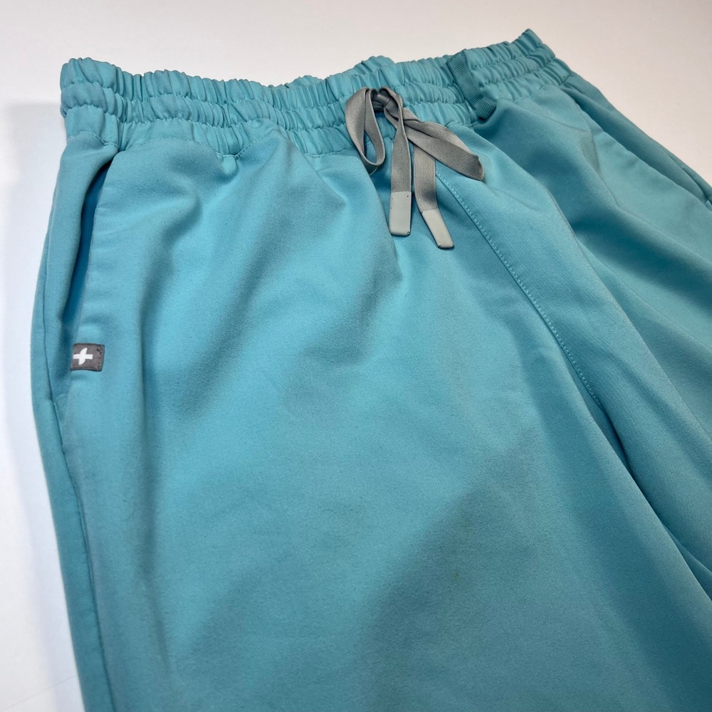 FIGS Technical Collection Scrub Pants Women XL Aqua Teal Straight Leg Drawstring - Picture 12 of 13